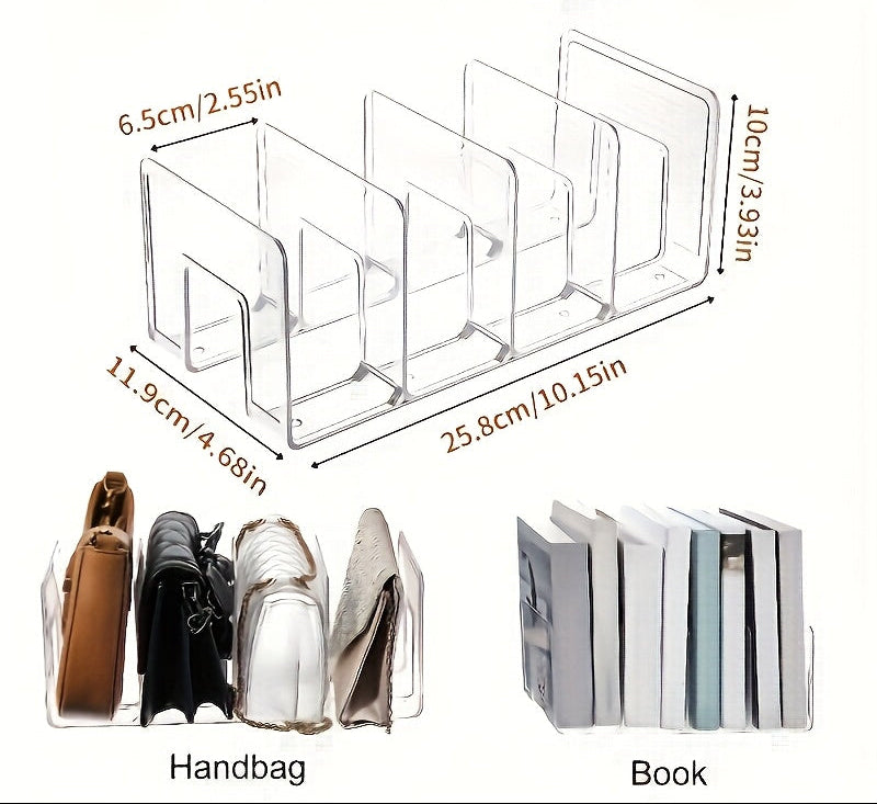 Organizador Vertical Compacto com Compartimentos Transparentes e Ganchos | Estrutura de Plástico, Ideal para Bolsas, Sapatos, Livros, Roupa - Fácil de Montar, Base Estável, Moderno - Adequado para Roupeiros, Armários, Expositores de Retalho, Prateleiras Utilitárias