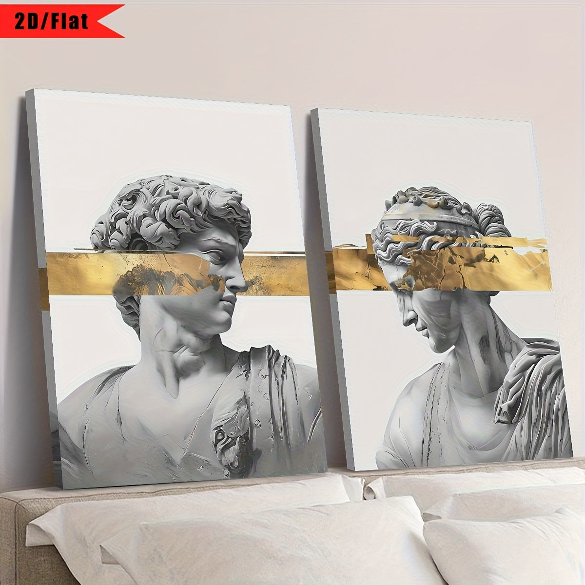 2 Peças de Arte de Parede da Mitologia Grega - Zeus, Hera, Atena e Deuses - Impressões em Tela Plana 2D Adequadas para Decoração de Casa e Escritório - Deusas e Lendas Gregas - Impressões de Arte Clássica Educativa, Plana 2D, Perfeitas para Decoração de Quarto