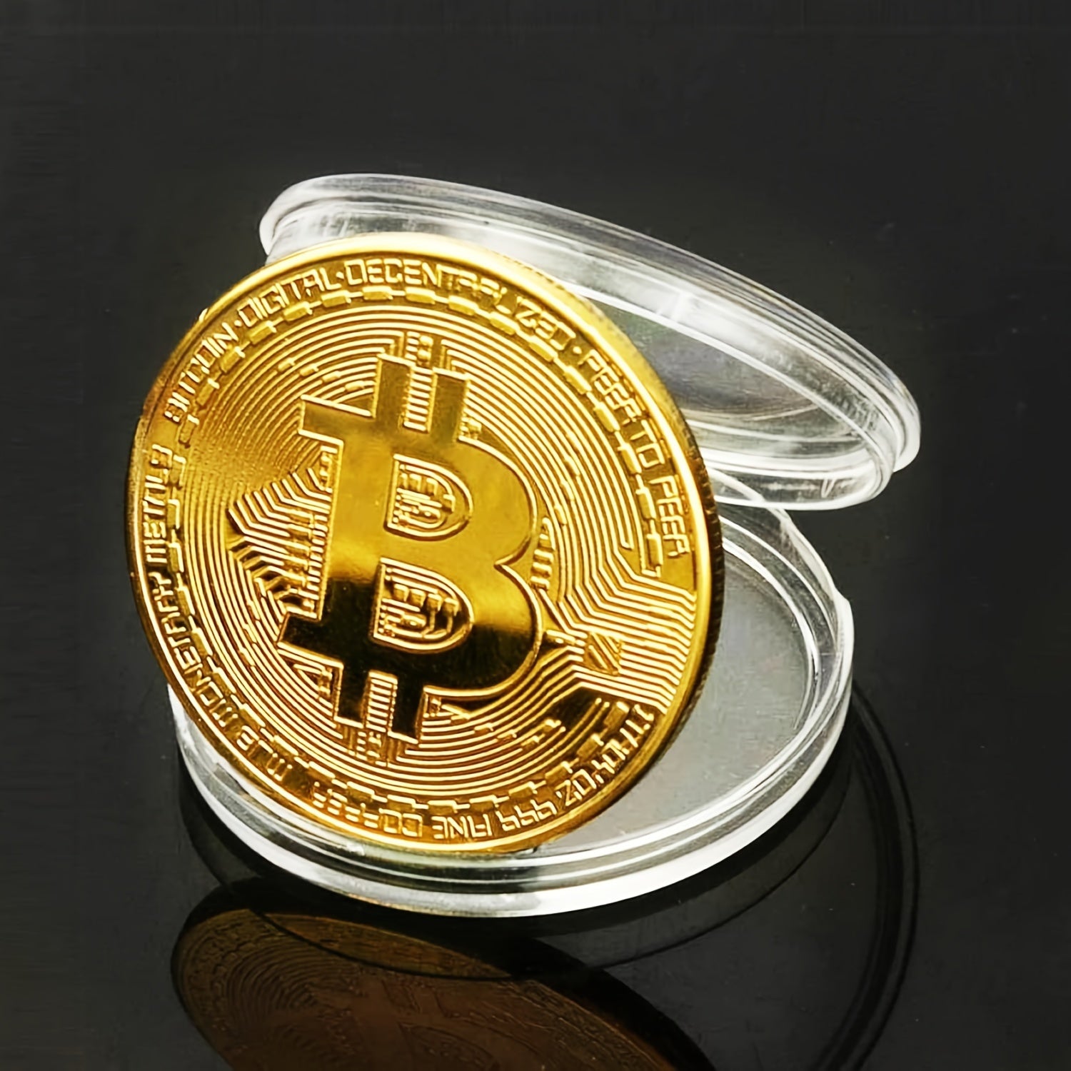Bitcoin Coin (BTC) Collectible - Physical Cryptocurrency with Protective Case, BTC Symbol Coin for Home/Office Decor, Holiday Gift Suitable for BTC Enthusiasts & Collectors
