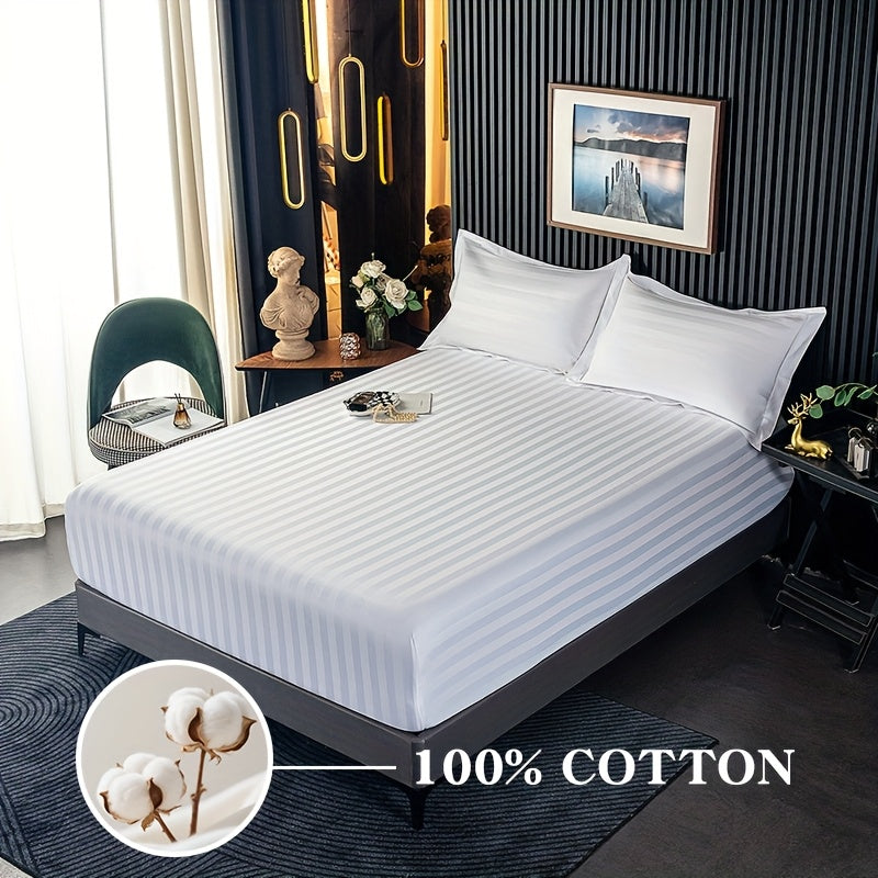 Conjunto de Lençol Ajustável 100% Algodão Egípcio, 3 Peças (1 Lençol Ajustável + 2 Fronhas), Capa de Colchão, Design com Bolso Profundo de 40cm, 500 Fios, Ideal para Quarto, Hotel de Luxo, Quarto de Hóspedes