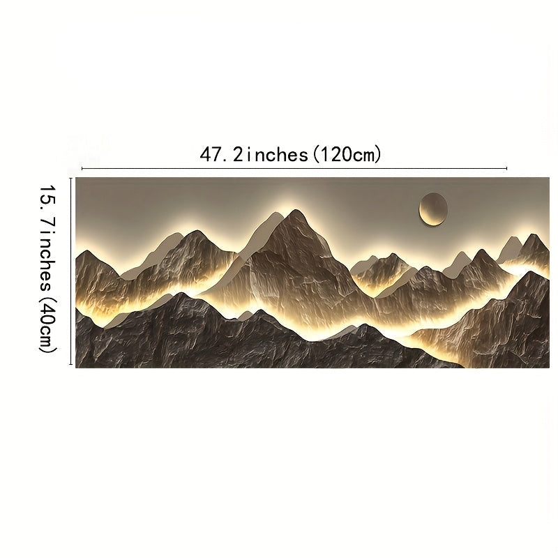 Imagem 2D Plana, Ilustração 2D, Estilo Minimalista, Arte Abstrata Moderna, Vista Montanha, Luzes Neon, Paisagem Natural, Poster Nórdico, Decoração de Casa, Sem Moldura!