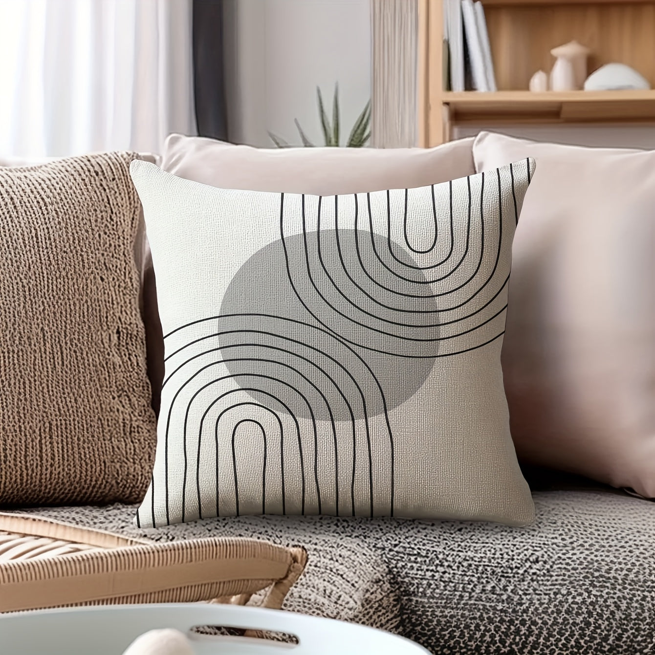 4 unidades, Feito de, Apresentando um Design Geométrico Minimalista, Perfeito para Criar um Ambiente Romântico na Sua Casa. Possui Impressão de um Lado e Mede 44,96 cm por 44,96 cm, Ideal para Decorar Sofás, Salas de Estar e Quartos