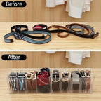 Caixa de Armazenamento de Cintos em Acrílico Transparente com Divisórias - um Organizador Multifuncional de Alta Capacidade Adequado para Cintos, Cosméticos, Toucadores, Armários e Casas de Banho - um Tabuleiro de Plástico Durável para uma Organização Limpa e Arrumada, Caixa de Armazenamento de Cintos