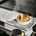 Nordic Industrial Minimalist Concrete Ashtray, Artisan-Made Natural Texture, Removable Stainless Steel Bowl & Anti-Fly Ash Lid - Easy Clean, Durable Outdoor/Indoor Decor for Living Room, Bar, Office - Ideal Father's Day, Christmas, Housewarming Gift