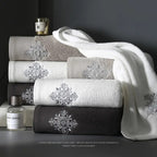 Toalha de Rosto e Corpo em Algodão Puro e Espesso com Bordado - Exclusivo para Hotéis, Luxo Classe A, Macia, Absorvente, Sem Desfiamento, Uso Doméstico, Salão de Beleza, SPA, Presente de Alta Qualidade