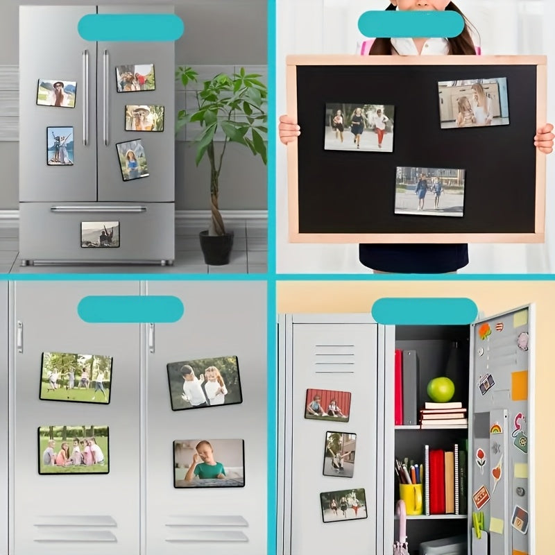 Conjunto De 6 Peças, Moldura Magnética Para Fotos, Moldura Para Fotos De 10,16x15,24 Cm, Mangas Magnéticas Reutilizáveis Para Fotos De Geladeira, Moldura Magnética Para Fotos Preta