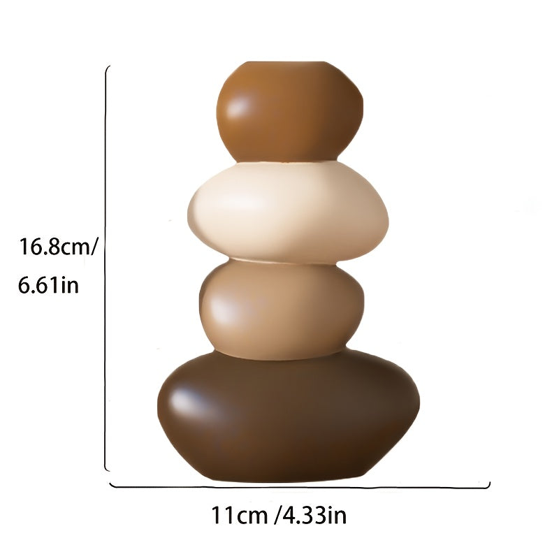 1 peça Vaso de Pedra de Resina Feito à Mão com Padrão Geométrico - Vaso da Boa Sorte, Vaso Cilíndrico Não Bebível para Ano Novo Chinês, Casamento, Decoração de Natal, Presente de Decoração Elegante para Casa, Moderno Tradicional para Centro de Mesa