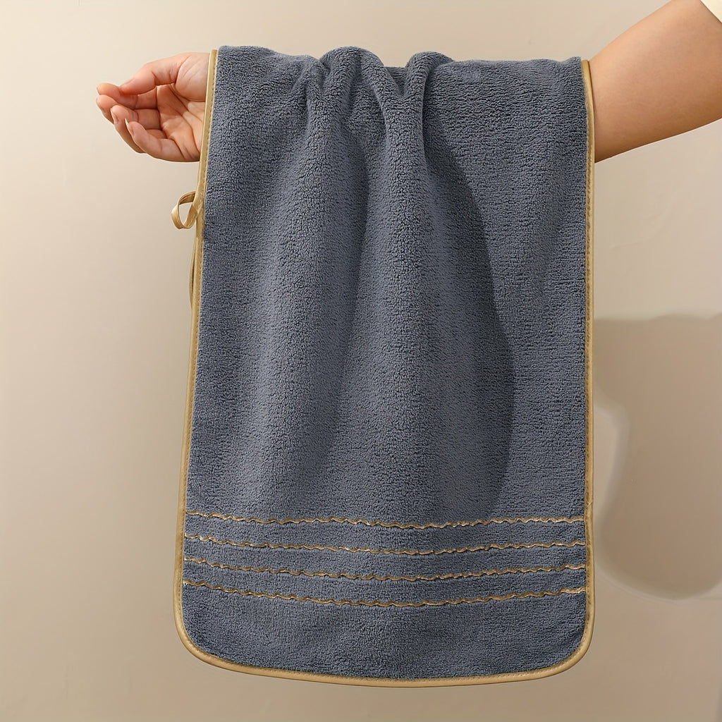 6 Peças Conjunto de Toalhas de Luxo com Design Moderno Listras Douradas, Toalhas Retangulares de Microfibra, Item Essencial para o Lar, Prático para Uso Familiar, Presente de Natal e Dia dos Namorados, Decoração e Acessórios para Banheiro, Essencial Elegante para Banho