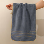 6 Peças Conjunto de Toalhas de Luxo com Design Moderno Listras Douradas, Toalhas Retangulares de Microfibra, Item Essencial para o Lar, Prático para Uso Familiar, Presente de Natal e Dia dos Namorados, Decoração e Acessórios para Banheiro, Essencial Elegante para Banho