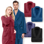 Roupão Unissex de Fleece Coral Extra Quente para Homens e Mulheres, Roupões Adultos para Banheiro, Toalha de Banho, Roupão com Gola Xale, Presente de Dia dos Namorados para Casais