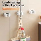 2-Pack Suporte de Parede para Vassoura e Esfregão, Organizador de Ferramentas Multifuncional sem Furação, Acessórios de Limpeza para Banheiro, Cozinha e Jardim, Ganchos Práticos para Casa