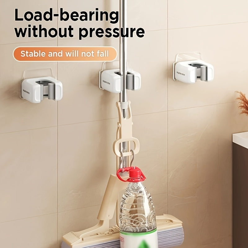 2-Pack Suporte de Parede para Vassoura e Esfregão, Organizador de Ferramentas Multifuncional sem Furação, Acessórios de Limpeza para Banheiro, Cozinha e Jardim, Ganchos Práticos para Casa