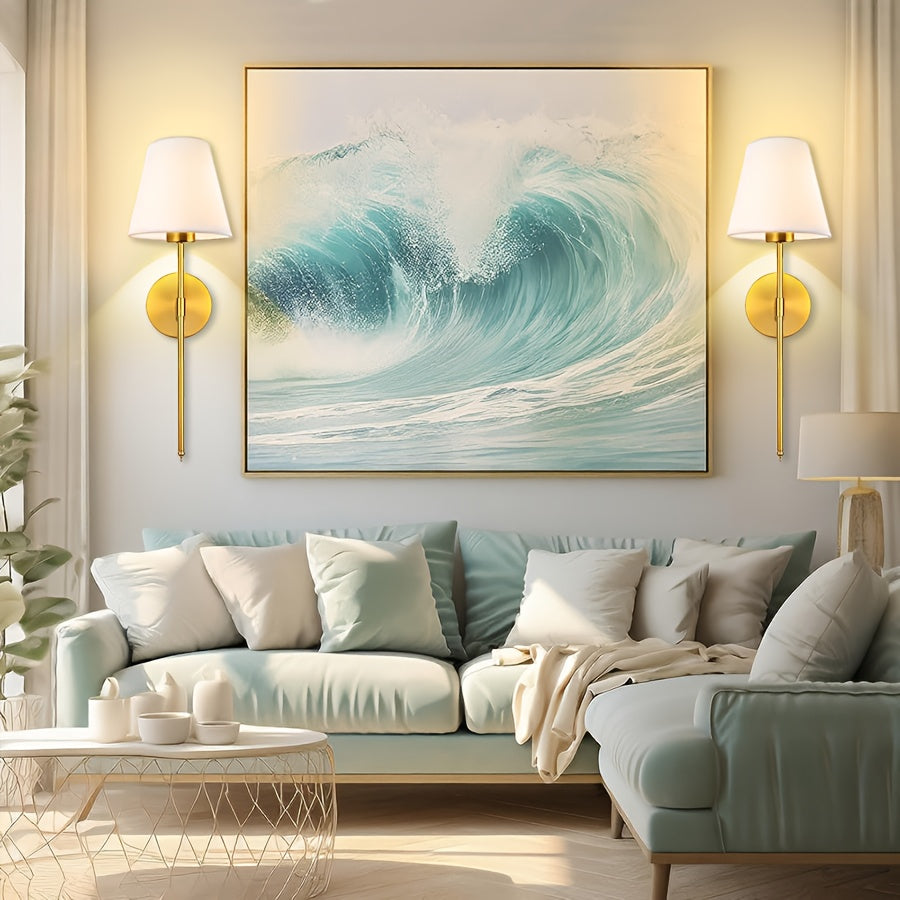 2 Conjuntos de Luzes de Parede a Pilhas, Conjunto de 2, Luzes de Parede Recarregáveis Douradas com Lâmpadas Magnéticas Removíveis e de Controlo Remoto, Cores RGB e 3 Temperaturas de Cor, Luzes de Parede Sem Fios Reguláveis para Quarto