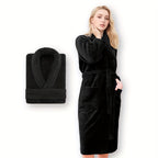 Roupão Unissex de Fleece Coral Extra Quente para Homens e Mulheres, Roupões Adultos para Banheiro, Toalha de Banho, Roupão com Gola Xale, Presente de Dia dos Namorados para Casais