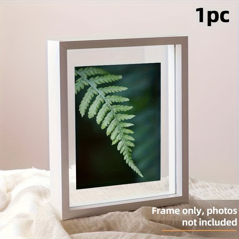 1 Moldura de Fotos Flutuante de Madeira, Disponível em Múltiplas Cores - Design Clássico e Moderno com Dupla Camada de Acrílico Transparente, Moldura para Pendurar Horizontal/Vertical, Ideal para Fotos Pequenas, Paisagens, Retratos, Pets, Arquitetura - Painel Protetor Transparente, Fácil de Instalar