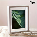 1 Moldura de Fotos Flutuante de Madeira, Disponível em Múltiplas Cores - Design Clássico e Moderno com Dupla Camada de Acrílico Transparente, Moldura para Pendurar Horizontal/Vertical, Ideal para Fotos Pequenas, Paisagens, Retratos, Pets, Arquitetura - Painel Protetor Transparente, Fácil de Instalar