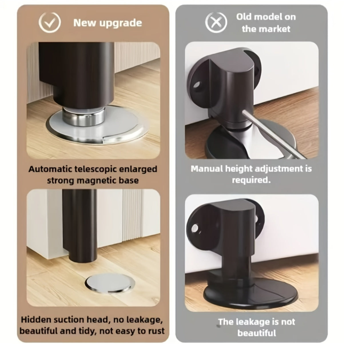 Set of 2 Durable Magnetic Door Stoppers - Easy to Install Without Drilling, Adhesive Backing, Protects Doors from Collisions, Available in Black, White, And Gray, Featuring a Unique Design, And Can Be Firmly Secured