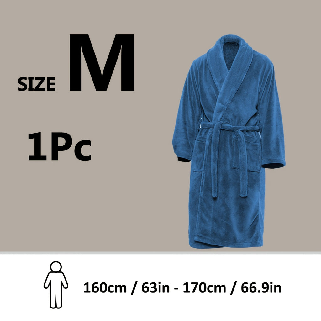 Roupão Unissex de Fleece Coral Extra Quente para Homens e Mulheres, Roupões Adultos para Banheiro, Toalha de Banho, Roupão com Gola Xale, Presente de Dia dos Namorados para Casais