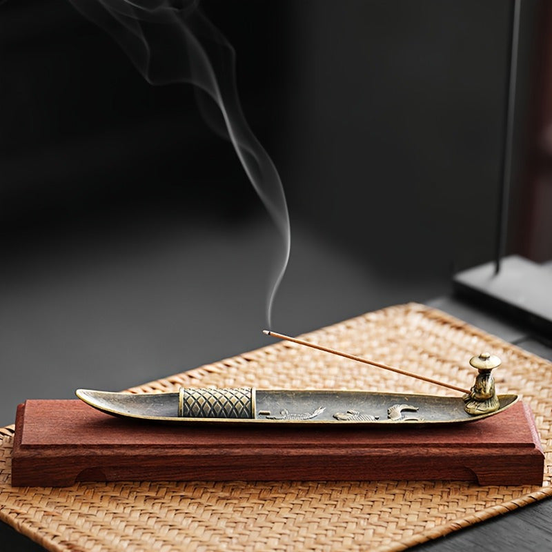 1 Suporte de Incenso Vintage em Forma de Peixe - Queimador Zen e Meditação Artesanal para Decoração de Casa, Sem Necessidade de Eletricidade, Perfeito para Natal, Halloween, Páscoa, Hanukkah, Ação de Graças, Acessórios de Relaxamento | Trabalho Artístico em Metal | Design Intricado em Metal, Suporte de Incenso