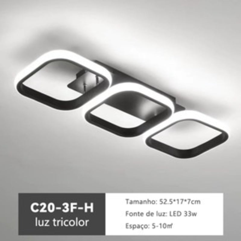 Triangular LED Modern Ceiling Lamp, Metal, 3-Way Adjustable Color Temperature, Straight Wire, 85V-265V, for Living Room, Bedroom, Kitchen, Residential Lighting