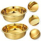 2pcs Stainless Steel Micro-Pore Filter Bowl Set – Multi-Purpose Colander & Mixing Basin for Washing Vegetables, Fruits, Rice & Draining Pasta | Extra-Thick Large Capacity, Dishwasher Safe & Rust-Proof, Christmas, Black Friday