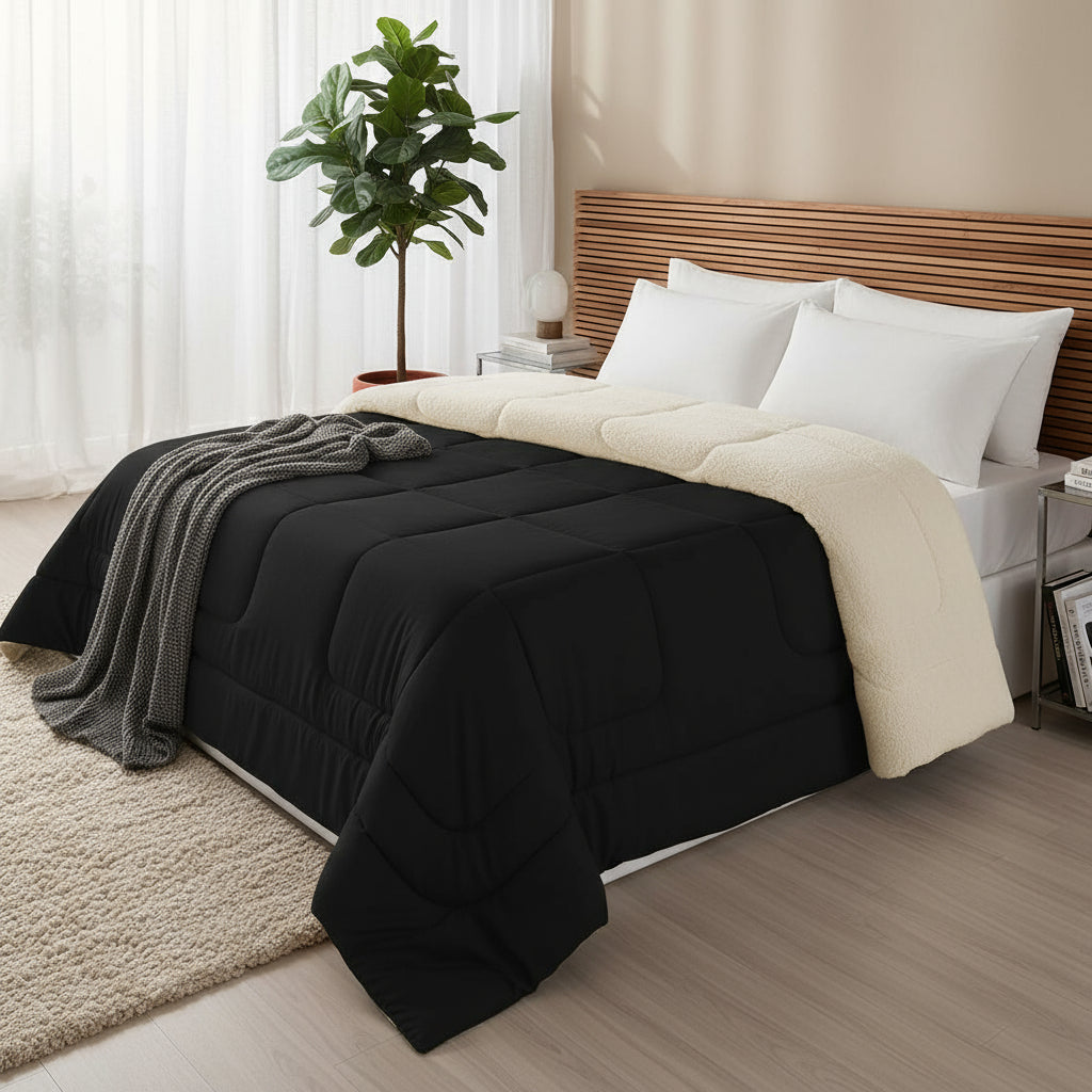 Sherpa Comforter and Duvet Set, Queen Size, Thick, Assorted Colors