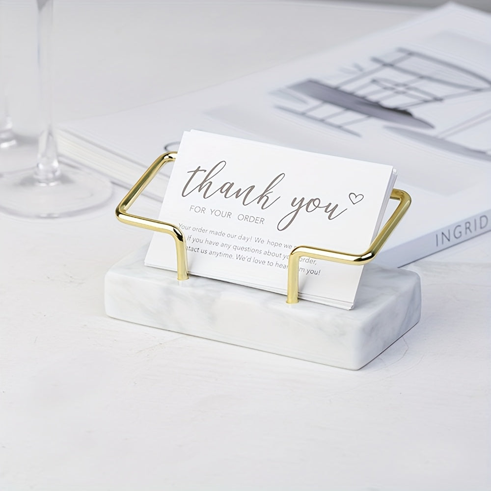 Porta-Cartões de Visita em Mármore com Estrutura Dourada