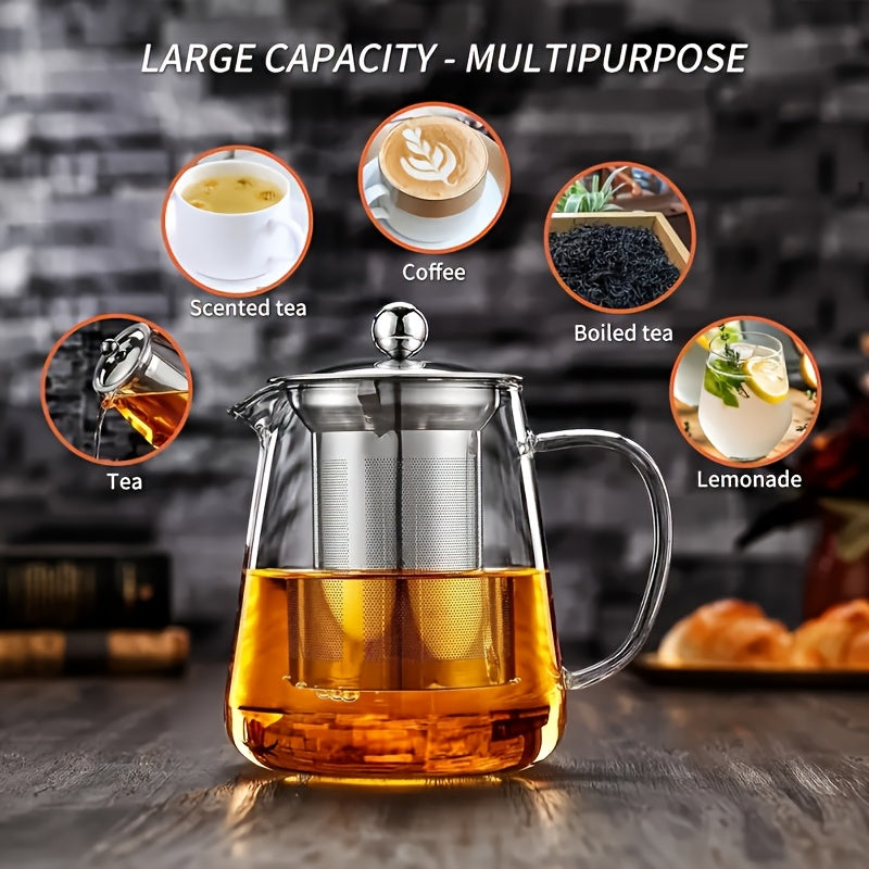 Single Glass Teapot Available in Sizes of 11.8Oz, 18.6Oz, 25.3Oz, And 32.1Oz, Designed for Tea And Water Separation. This Thickened, High-Temperature Resistant Tea Set Is Perfect for Home Brewing And Makes an Excellent Gift for Christmas, New Year