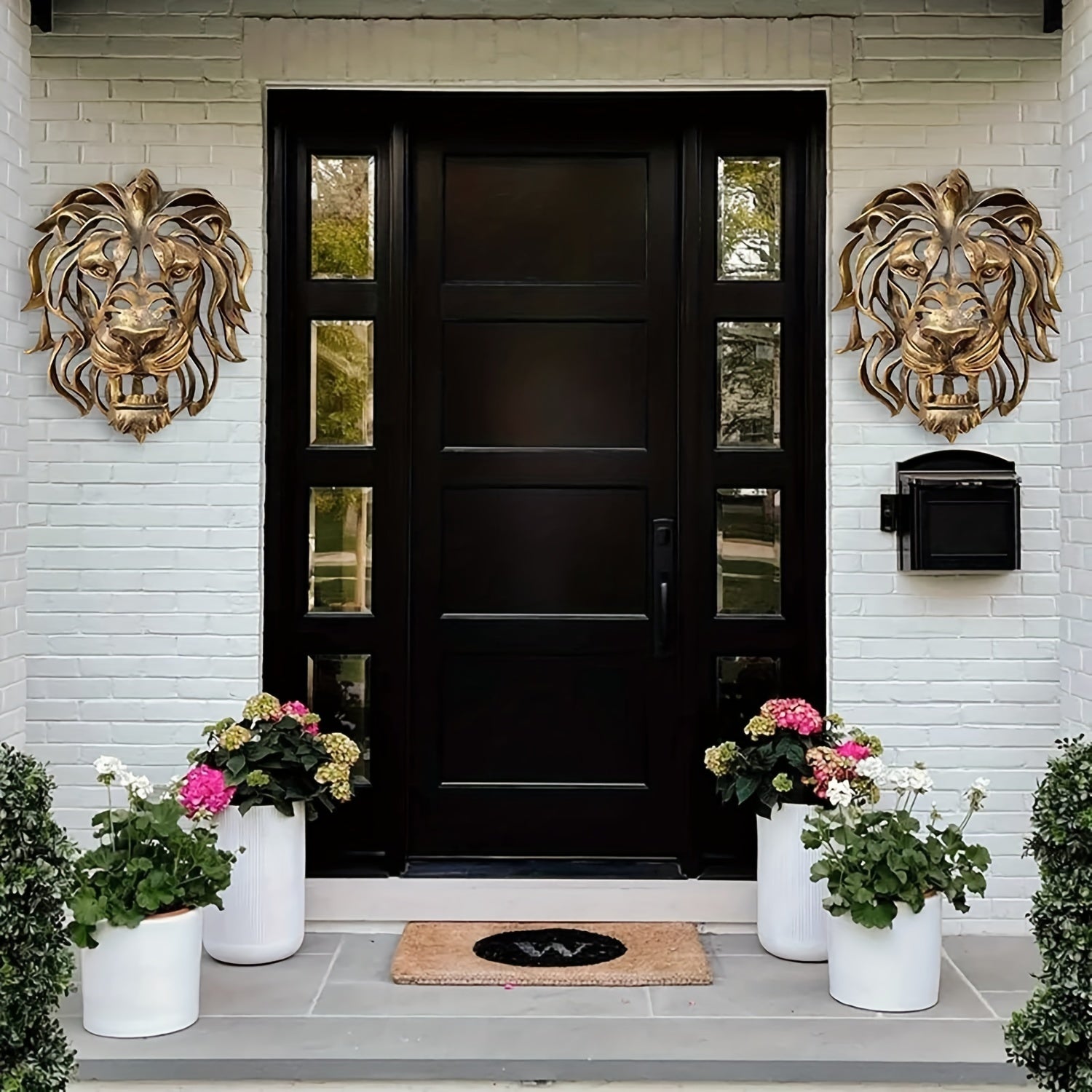 1 peça Escultura Grande de Cabeça de Leão Arte de Parede Decoração Criativa para Pátio, Sala de Estar e Quarto Ornamento de Resina