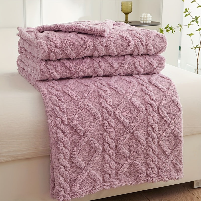 Manta Moderna 3D Jacquard com Padrões Geométricos, Microfibra Super Macia, Lã Leve e Confortável para Sofá, Cama, Cadeira, Adequada para Todas as Estações