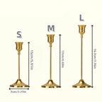 3pcs Elegant Golden Brass Candlestick Holders - Design de Metal Polido e Branco com Velas, Ideal para Casamento, Jantar e Decoração de Casa (Velas Não Incluídas), Decoração de Festa | Moderno Candelabro | Metal Durável, Decoração de Suporte de Velas