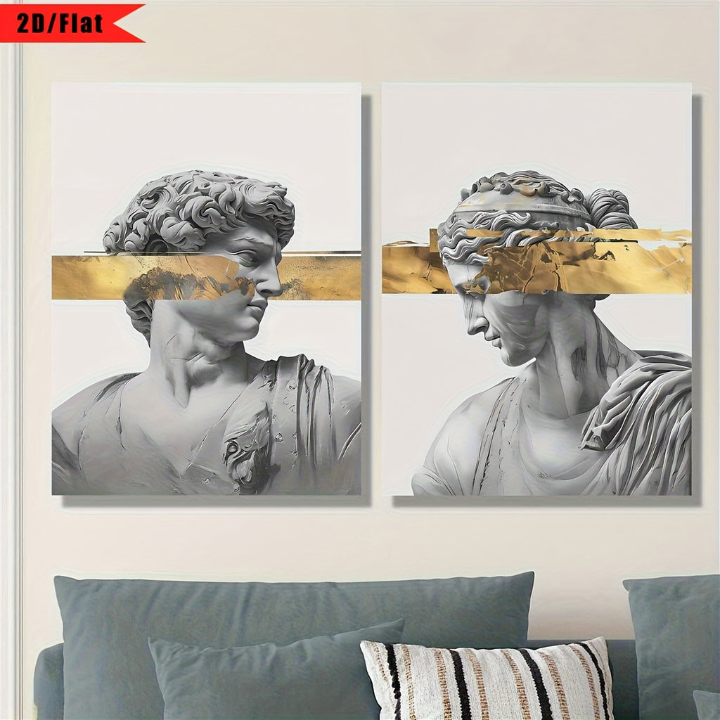2 Peças de Arte de Parede da Mitologia Grega - Zeus, Hera, Atena e Deuses - Impressões em Tela Plana 2D Adequadas para Decoração de Casa e Escritório - Deusas e Lendas Gregas - Impressões de Arte Clássica Educativa, Plana 2D, Perfeitas para Decoração de Quarto