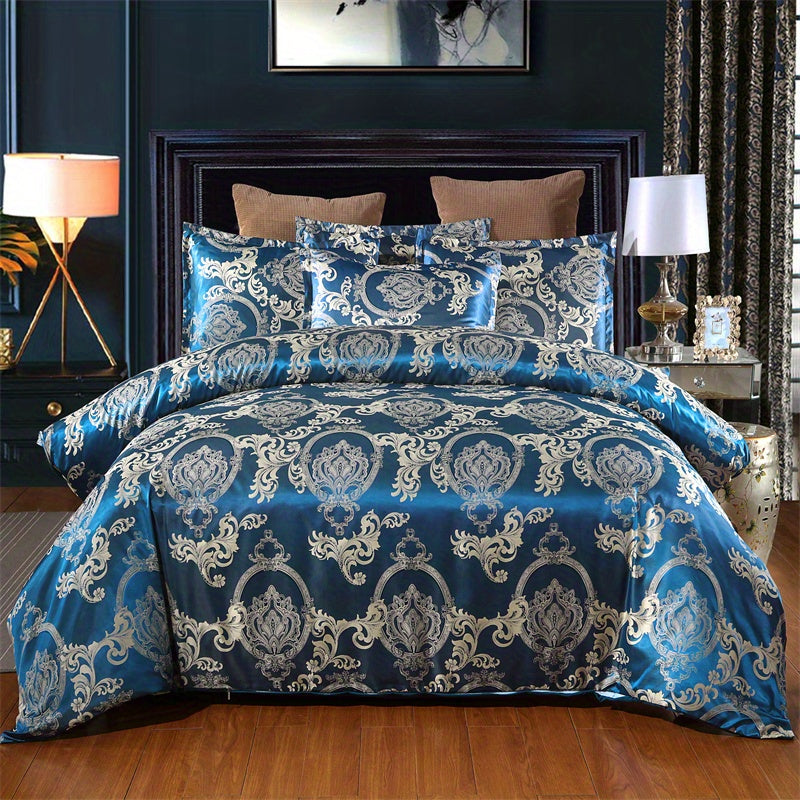 3 peças, conjunto de capa de edredom de cetim jacquard estilo europeu, conjunto de três peças, uma capa de edredom e um par de fronhas, sem núcleo interno.