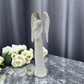 Estatueta Elegante de Anjo Guardião Branco - Escultura de Anjo de Oração com Braços Estendidos e Resina Durável em Camadas, Decoração de Mesa para Igreja, Casamento, Presente Espiritual de Amor, Decoração Externa, Figura Decorativa de Anjo com Asas Intrincadas e Vestido Fluido, Perfeita para Ação de