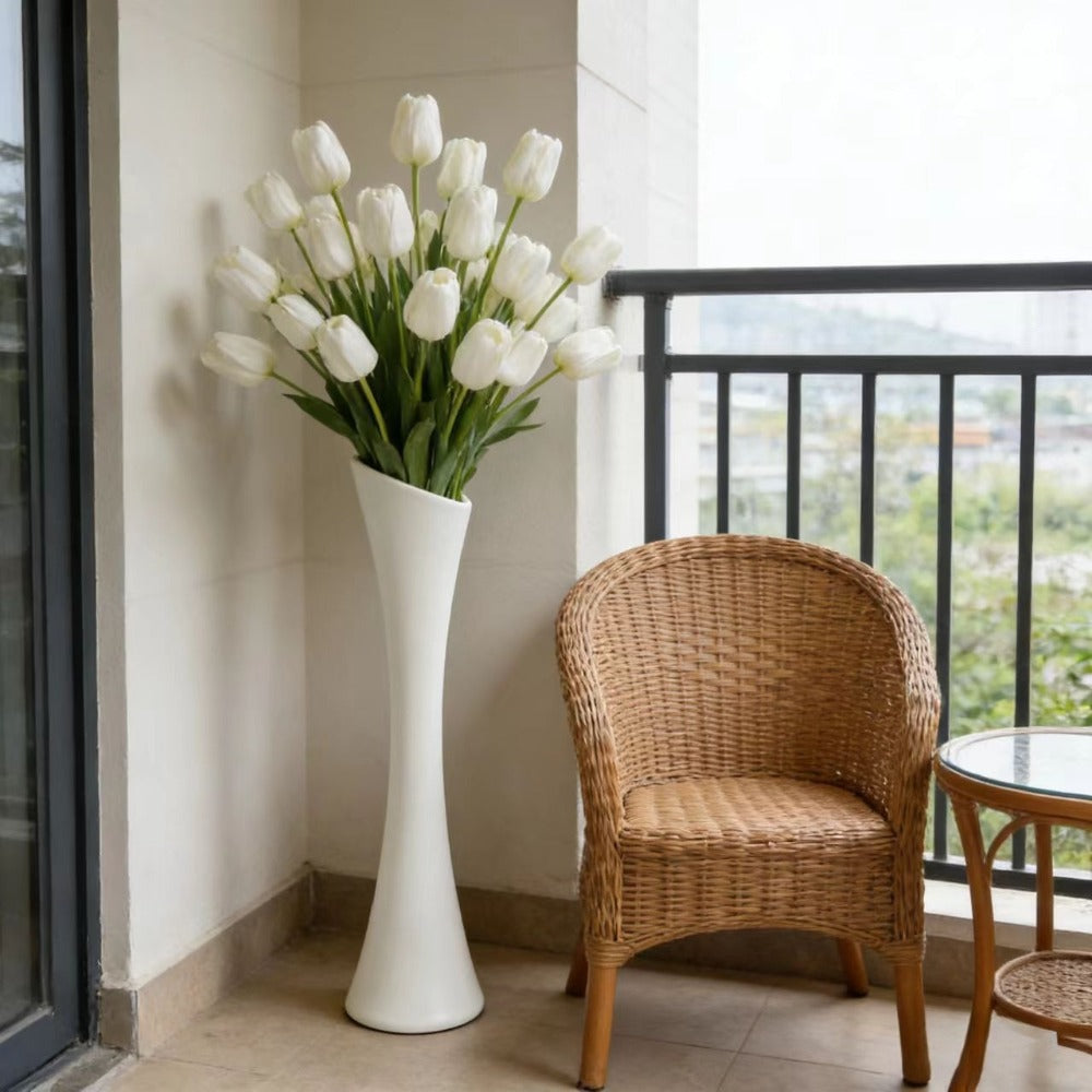 Vaso Grande Minimalista Nórdico | Design Curvo Alto e Moderno, 48.5cm*12cm, Plástico Espesso Resistente a Quedas, Estrutura Sólida, Fácil de Limpar e Manter, Adequado para Flores Frescas, Secas e Artificiais, Ideal para Sala de Estar, Hall de Entrada