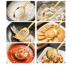 Conjunto de 6 Utensílios de Cozinha Dourados de Aço Inoxidável/Espátula Estilo Coreano, Concha de Sopa, Colher Furada/Conjunto de Utensílios de Cozinha para Casa para Sopa, Saltear e Fritar/Culinária Doméstica Essencial, Buffet, Restaurante, Banquete, Festa, Confeitaria e Servir/