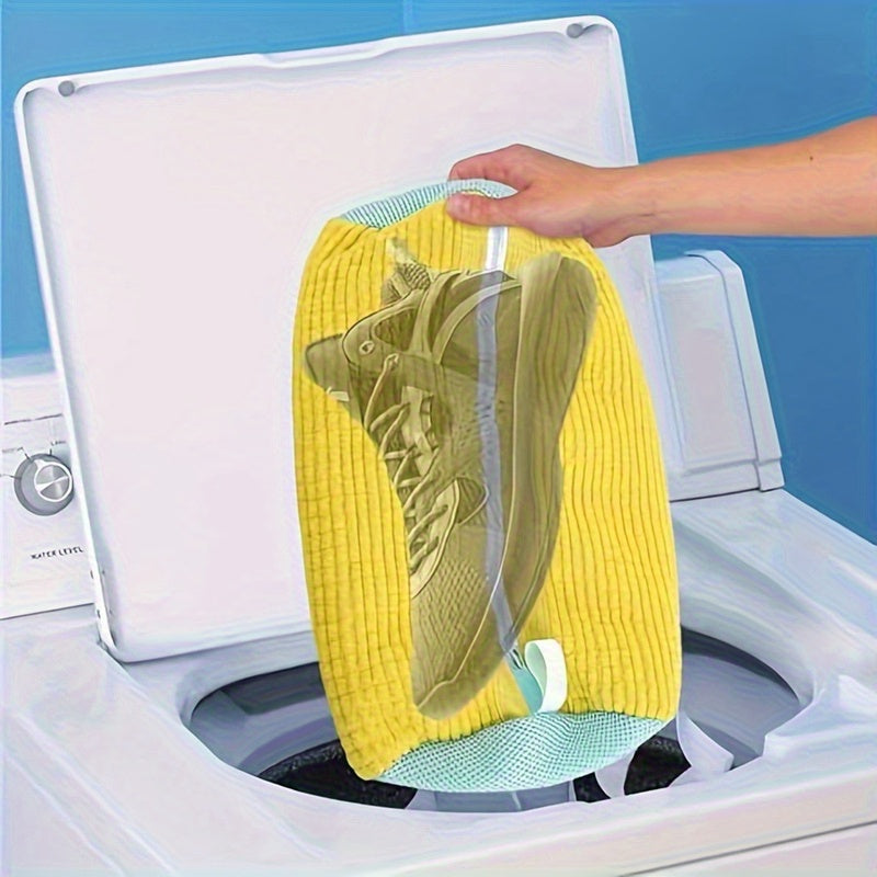 Saco de Lavagem para Sapatos na Máquina de Lavar, Fibra Macia com Envolvimento 360°, Zíper Durável e Reutilizável para Tênis e Sapatos