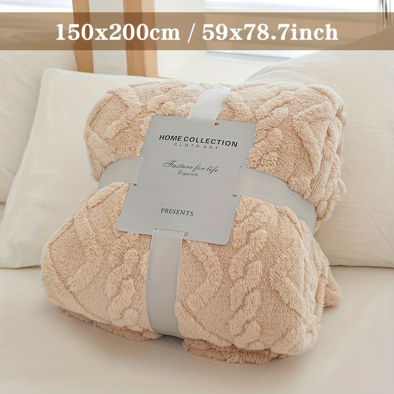 Manta Moderna 3D Jacquard com Padrões Geométricos, Microfibra Super Macia, Lã Leve e Confortável para Sofá, Cama, Cadeira, Adequada para Todas as Estações