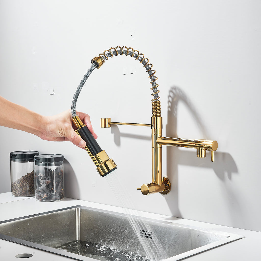 Torneira Gourmet de Parede em Aço Inox com Bica Dupla