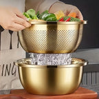 2pcs Stainless Steel Micro-Pore Filter Bowl Set – Multi-Purpose Colander & Mixing Basin for Washing Vegetables, Fruits, Rice & Draining Pasta | Extra-Thick Large Capacity, Dishwasher Safe & Rust-Proof, Christmas, Black Friday
