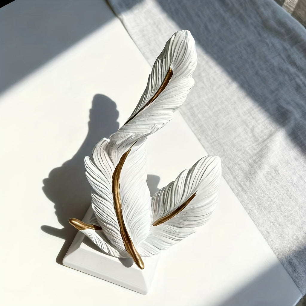 1 Peça de Ornamento de Resina de Pena de Alta Qualidade para Sala de Estar, Entrada ou Sala de Modelo, Decoração Suave para Casa Nova ou Presente de Inauguração