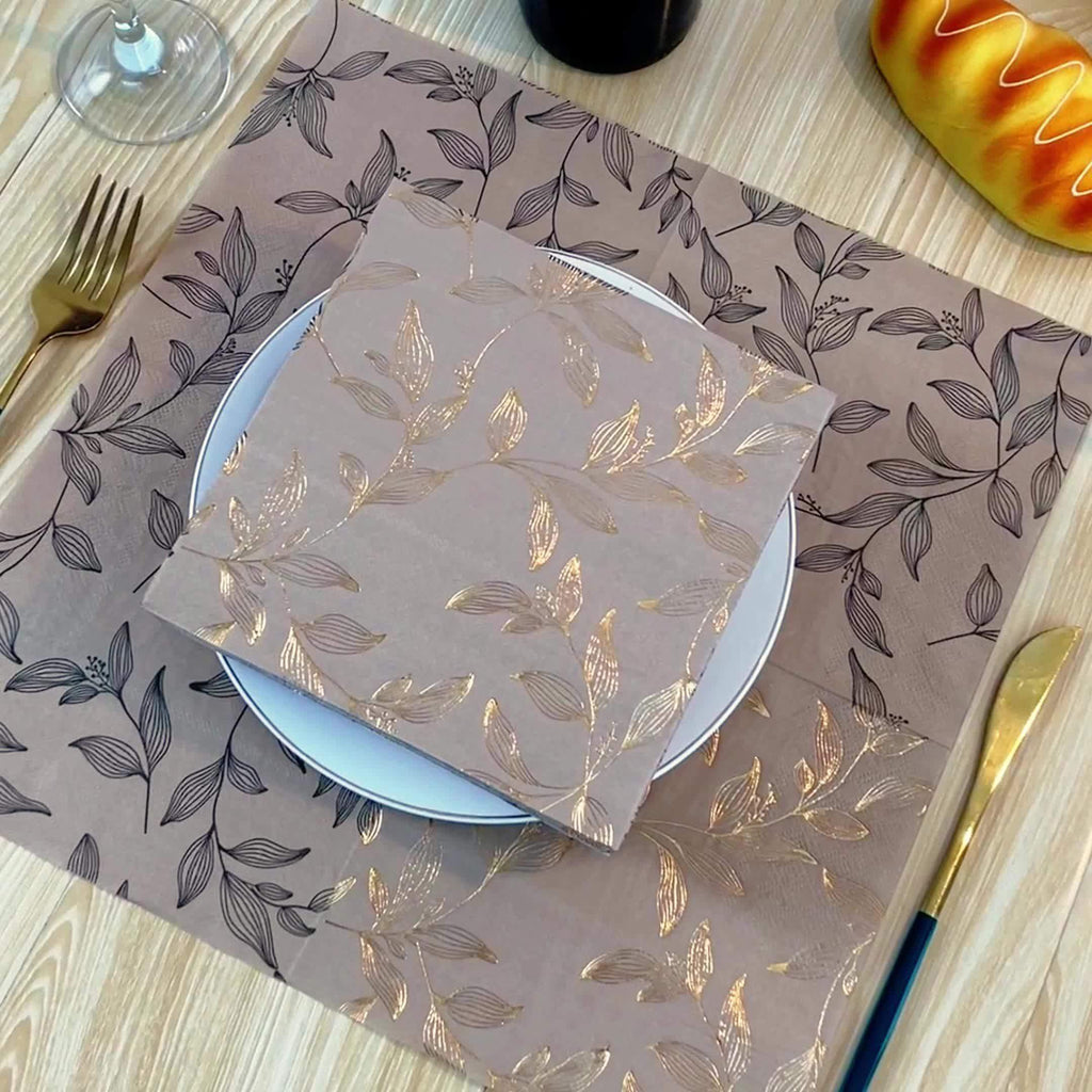 Guardanapos Descartáveis Elegantes com Folha Dourada, 20pcs - Qualidade Premium para Páscoa, Hanukkah, Ação de Graças & Celebrações Familiares