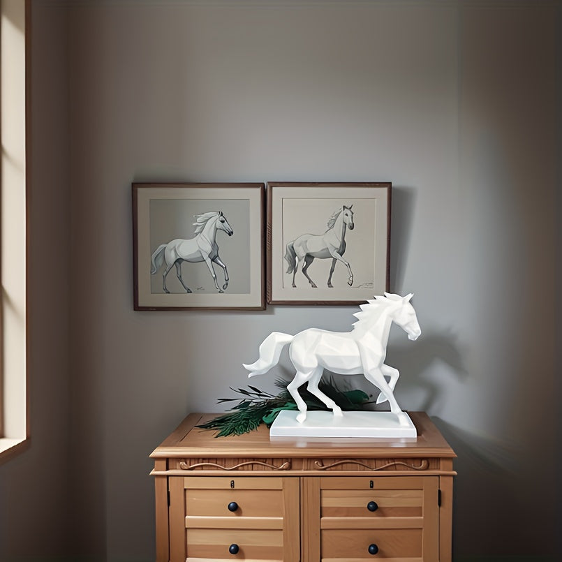Elegante Estatueta de Cavalo em Cerâmica Branca Nórdica, uma Escultura de Cavalo Estilosa Ideal para Decorar a Sua Mesa de Sala de Estar, Escritório Doméstico Moderno ou Estante. Uma Ideia de Presente Perfeita para Inaugurações de Casas ou Casamentos