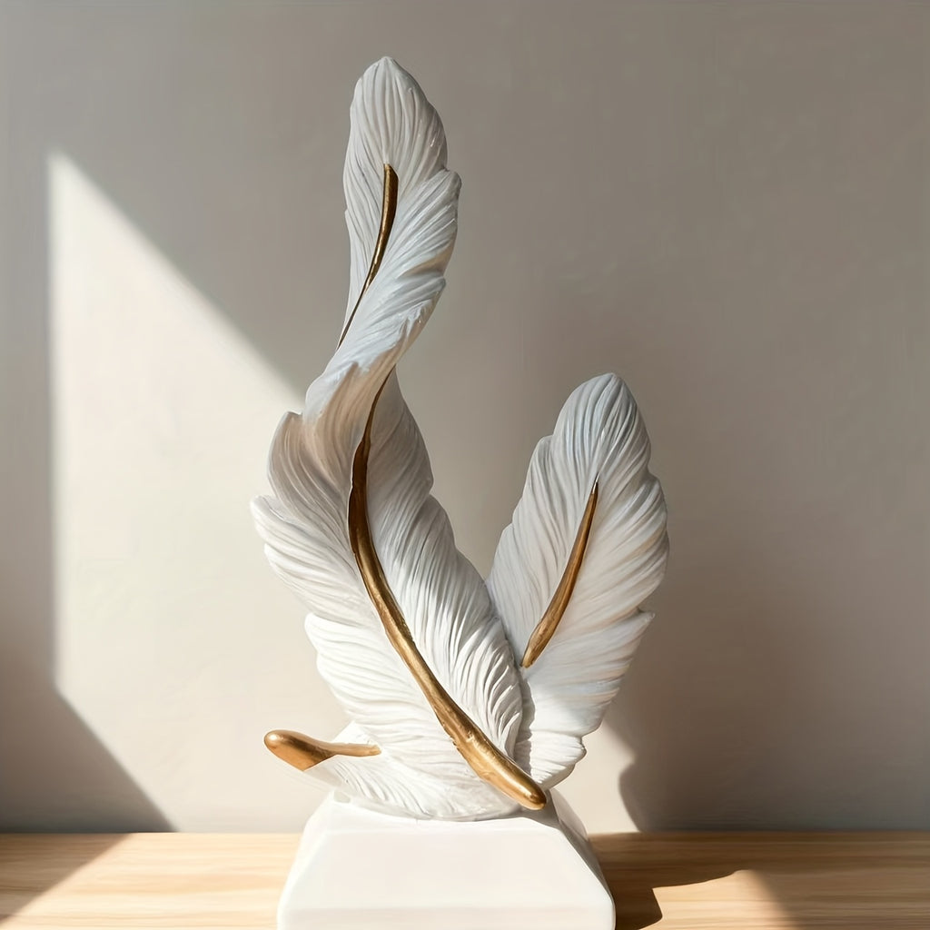 1 Peça de Ornamento de Resina de Pena de Alta Qualidade para Sala de Estar, Entrada ou Sala de Modelo, Decoração Suave para Casa Nova ou Presente de Inauguração