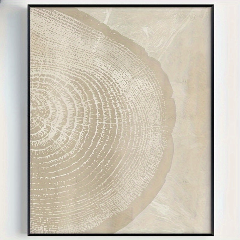 [2D Flat] Conjunto de 2 Impressões em Tela Abstratas com Anéis de Árvore em Bege, Perfeito para Decorar Quartos e Salas de Estar, Ideal Como Presentes de Natal e Ano Novo.