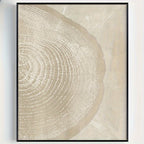 [2D Flat] Conjunto de 2 Impressões em Tela Abstratas com Anéis de Árvore em Bege, Perfeito para Decorar Quartos e Salas de Estar, Ideal Como Presentes de Natal e Ano Novo.