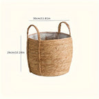 Cesto de Flores Redondo Grande em Seagrass Tecido à Mão Estilo Boho Chic - Decoração para Interior/Exterior, Perfeito para Casa & Jardim