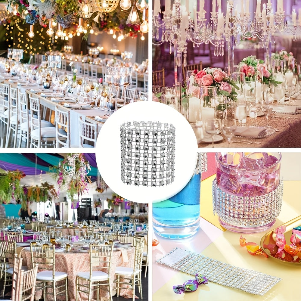 10pcs Fivela de Guardanapo Elegante com Strass, Anel de Guardanapo Dourado Brilhante, para Decoração de Mesa de Jantar, Decoração DIY de Jantar de Casamento, Suprimentos de Festa, Decoração Delicada e Simples, Decorações de Natal, Decoração de Casa