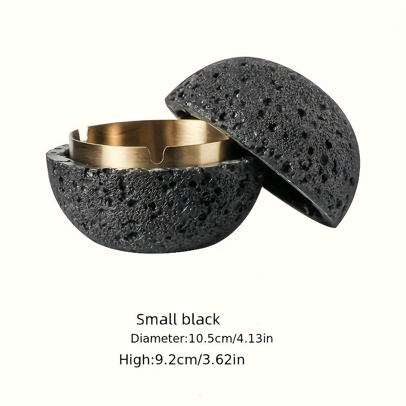 Nordic Industrial Minimalist Concrete Ashtray, Artisan-Made Natural Texture, Removable Stainless Steel Bowl & Anti-Fly Ash Lid - Easy Clean, Durable Outdoor/Indoor Decor for Living Room, Bar, Office - Ideal Father's Day, Christmas, Housewarming Gift