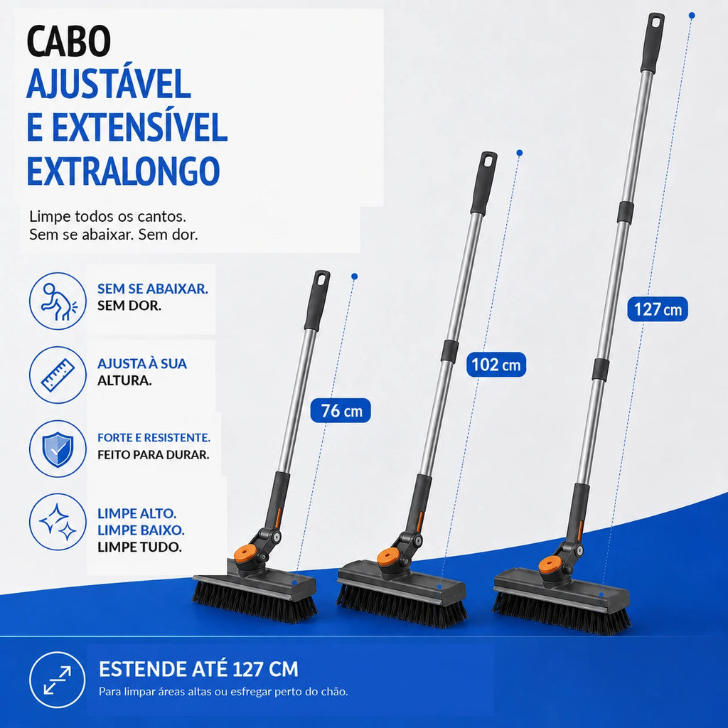 Escova Multifuncional 3 em 1 com Cabo Extensível